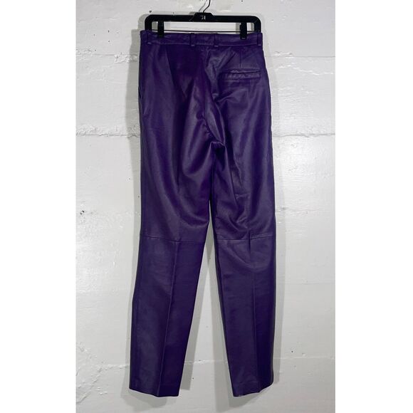 Vintage Purple Leather Pants High Rise Tapered India Bold 80s 90s Size 32 Makart - Picture 9 of 12